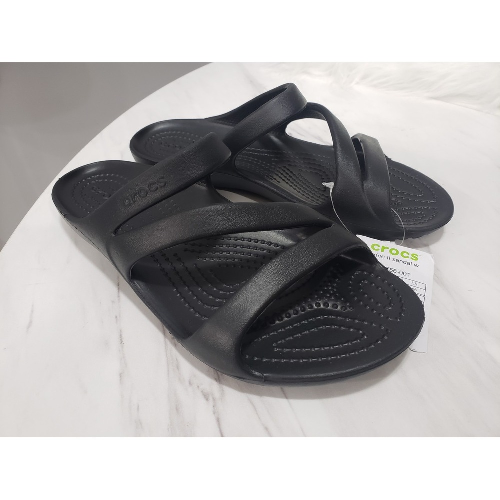 NEW WITH TAGS SIZE 6 Crocs Women Kadee II Summer Sandals black slip on slides